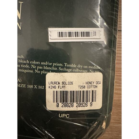 Lauren Ralph Lauren Vintage King Flat Sheet Honey Dew 72” X 84” NEW Sealed Rare - Picture 4 of 16